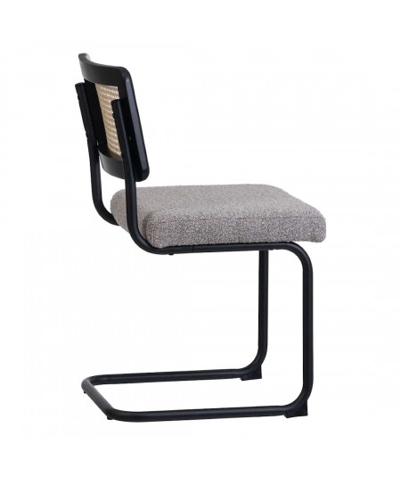 Chaise en tissu et cannage gris - Yesdeko.com