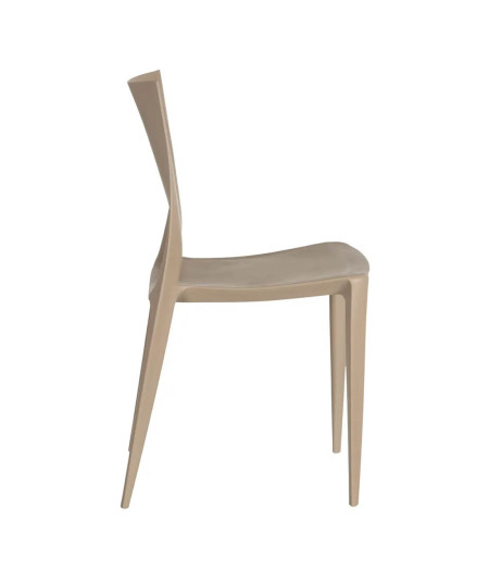 4 chaises design en résine taupe empilable - Eco - Yesdeko