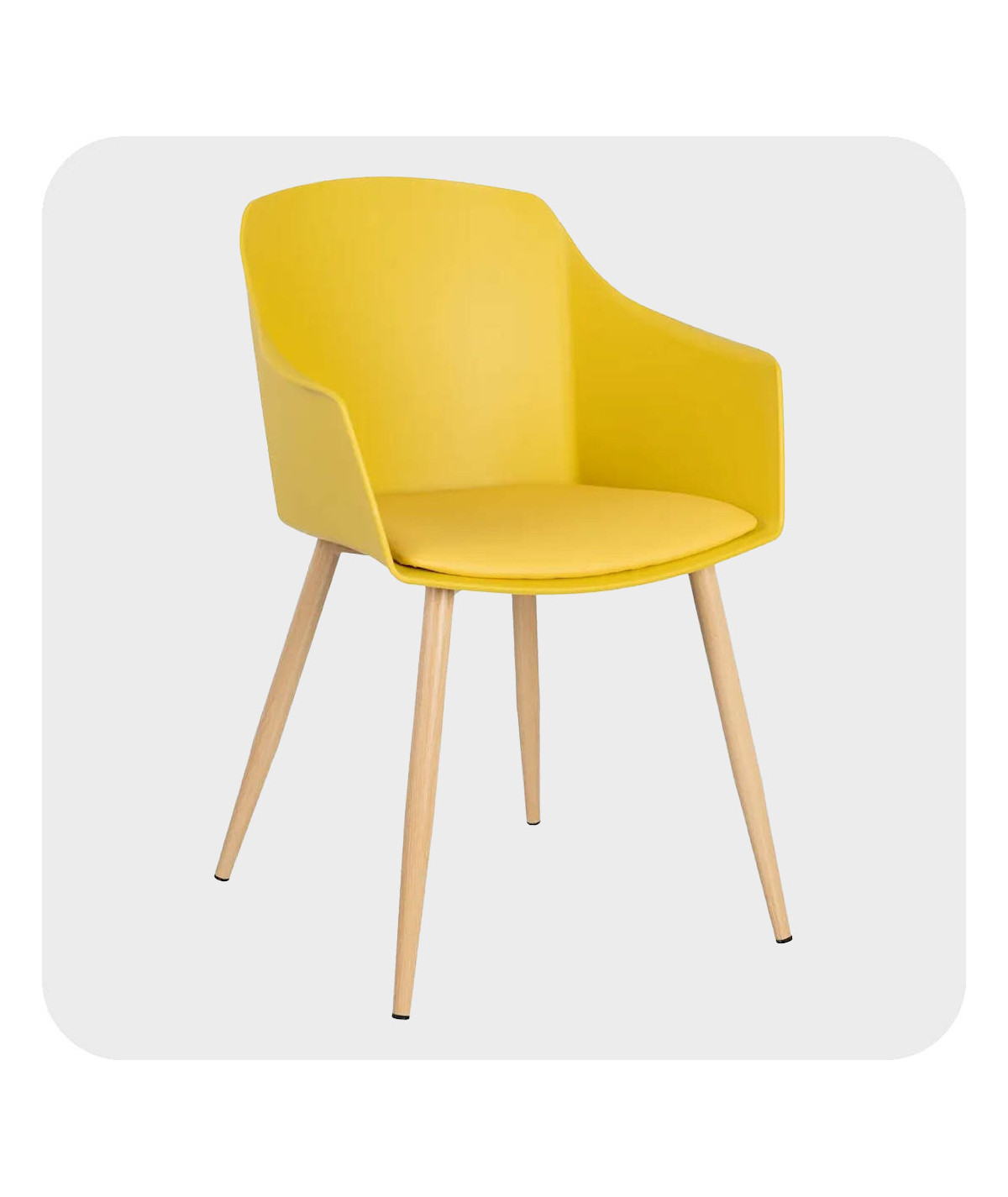 4 chaises jaune design avec coussin - Cumple - Yesdeko