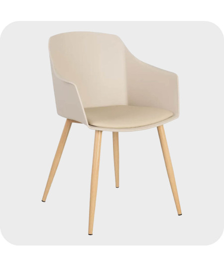 4 chaises beige design avec coussin - Cumple - Yesdeko