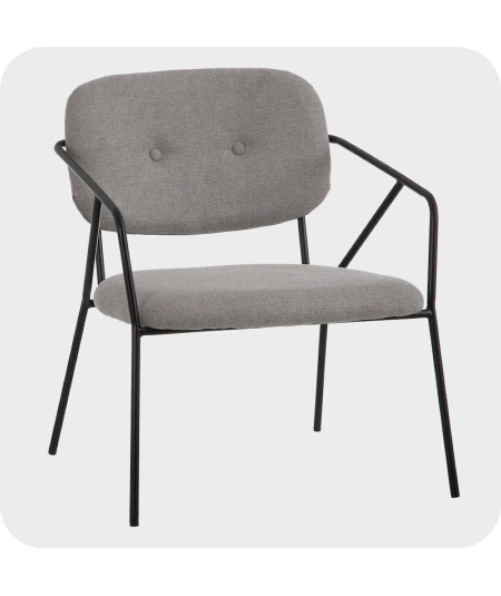 Chaise contemporaine en tissu gris et métal noir - Collection Lola