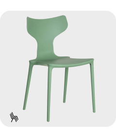 4 chaises vert pale en résine empilable - Lyo