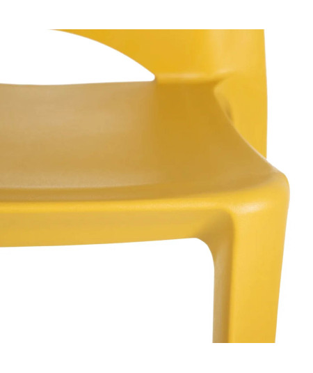 4 chaises jaune design en résine empilable - Eco