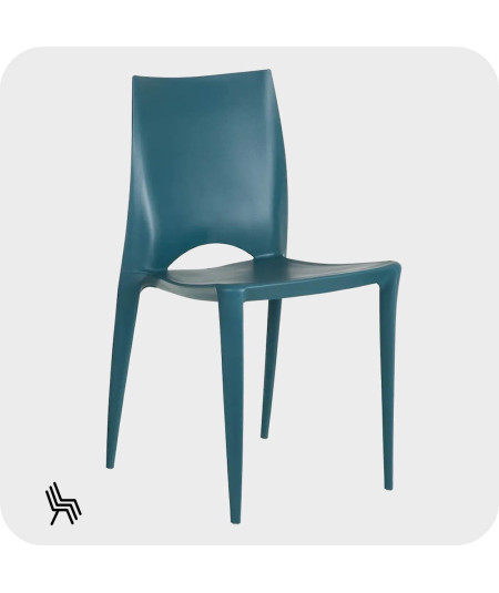 4 chaises bleu canard design en résine empilable - Eco