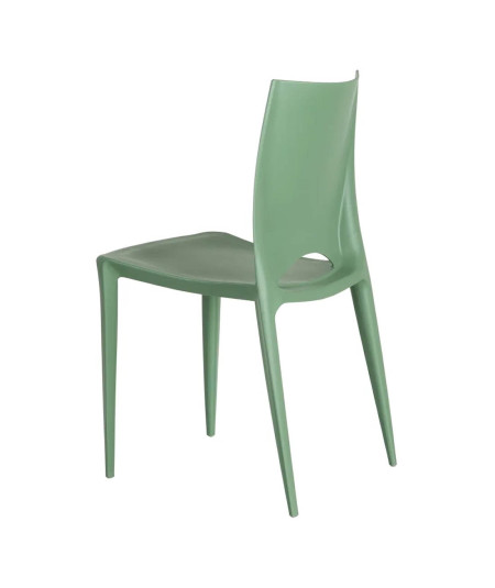 4 chaises vert pale design en résine empilable - Eco