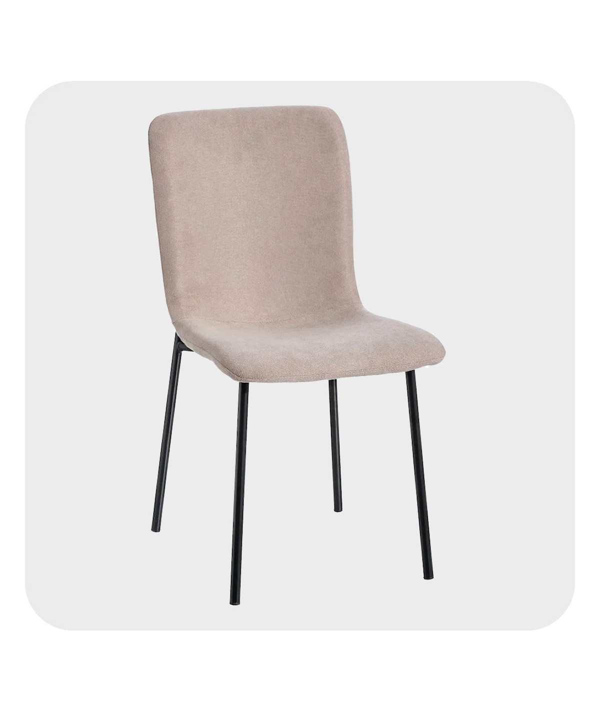 Lot de 2 chaises en tissu uni beige et métal noir - Jade | Yesdeko