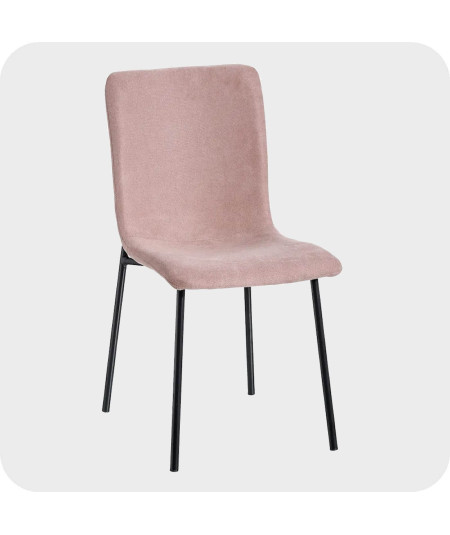 Lot de 2 chaises en tissu uni rose pastel et métal noir - Jade | Yesdeko