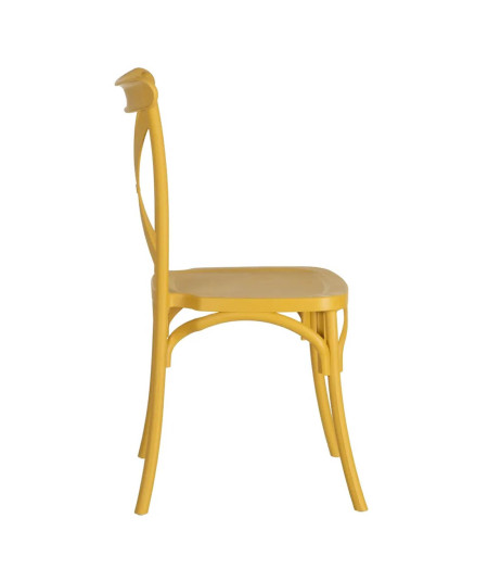 4 chaises bistro jaune en résine empilable - Las