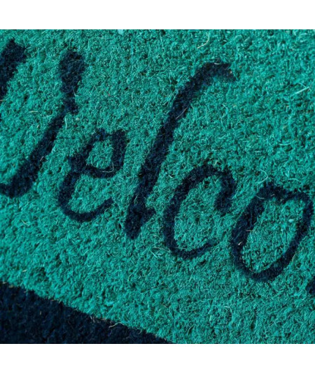Paillasson en coco motif plage 60x40cm - Welcome turquoise | Yesdeko