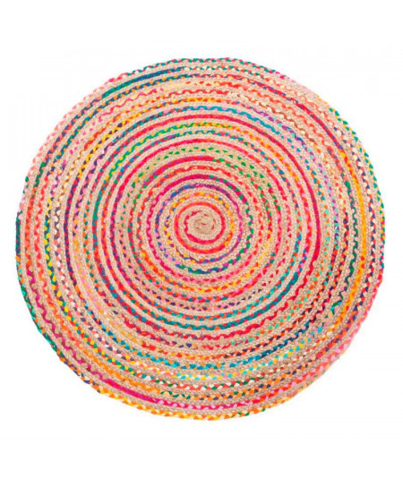 Tapis jute rond multicolore Diam120cm - Rosace |YESDEKO