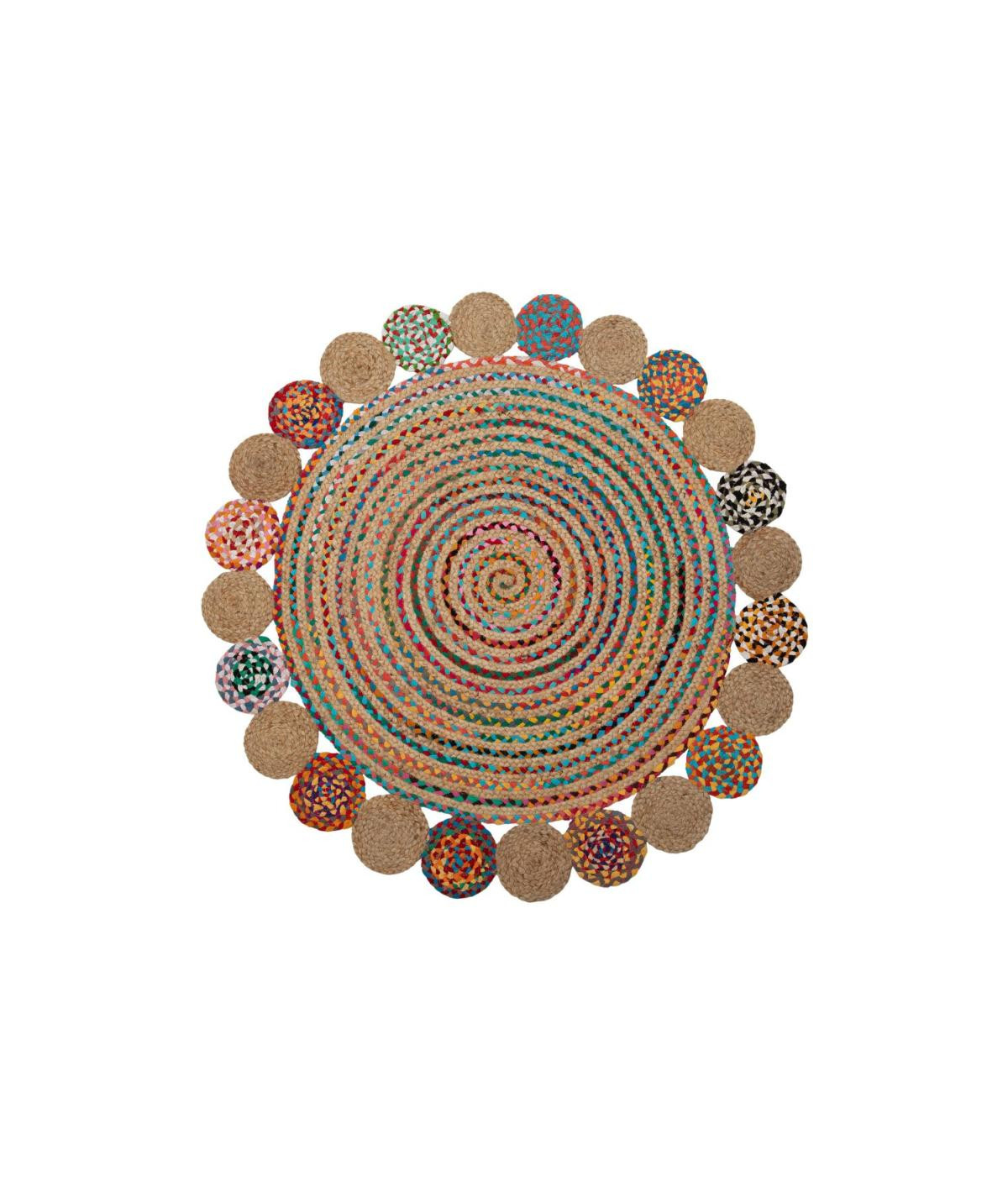 Tapis jute rond multicolore Diam120cm - Exotica |YESDEKO