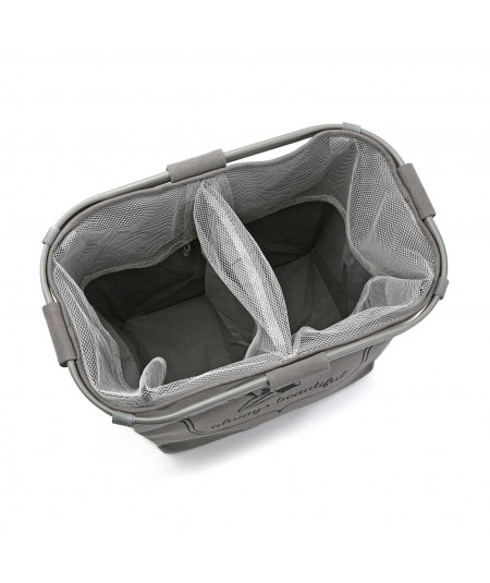 Panier à linge gris pliable avec 2 compartiments 50x30cm - Collection Laundry  - Yesdeko
