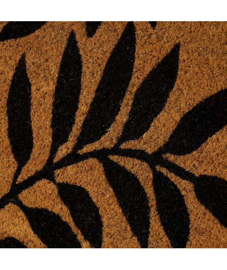 Paillasson coco motif floral 60x40cm - Black | Yesdeko