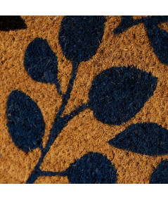 Paillasson coco motif floral bleu et gris 60x40cm | Yesdeko