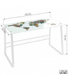 Bureau en verre et métal 120x60x75cm - Map |YESDEKO