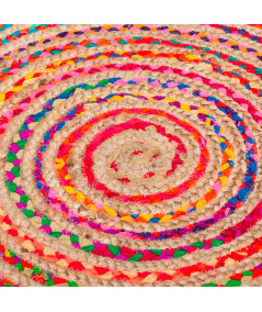 Tapis jute rond multicolore Diam120cm - Rosace |YESDEKO